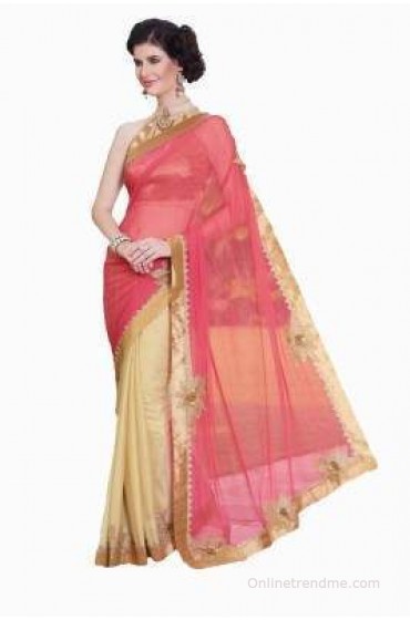 Sri Apparels Solid, Self Design Fashion Chiffon Sari